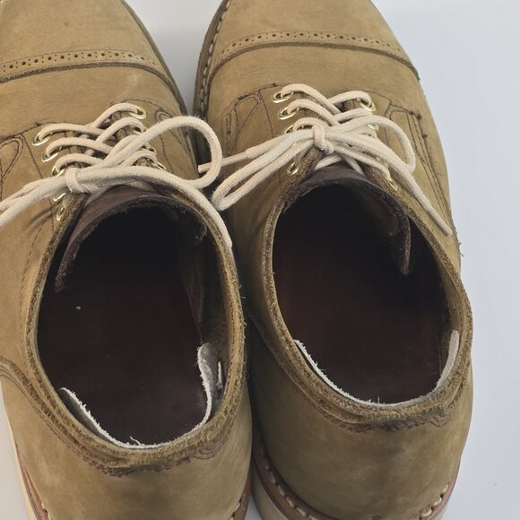 VIBERG BOOTS Japanese style Oxford Shoes - Olive brogued nubuck, Christy sole - Picture 8 of 12